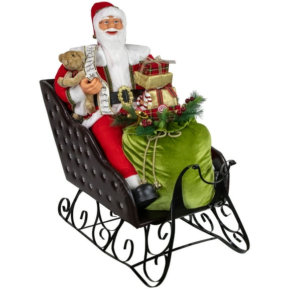 Northlight Animated and Musical Santa Claus in Jeweled Sleigh Commercial Christmas Decoration - 4'