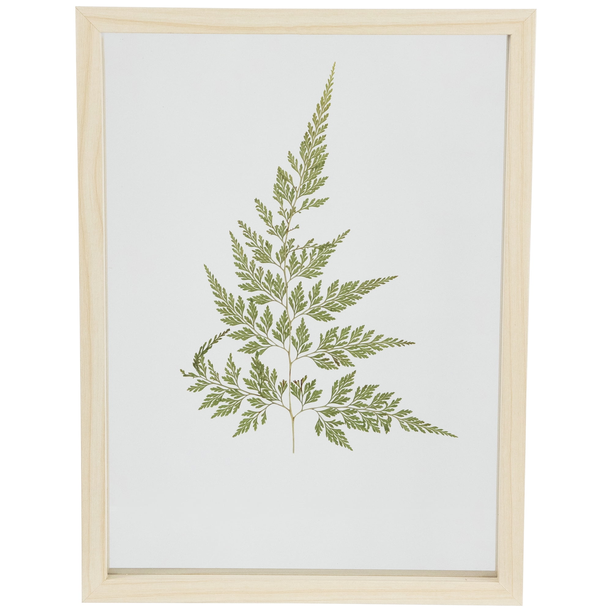 Natural Wood Framed Artificial Fern Leaf Wall Art, 11.75"