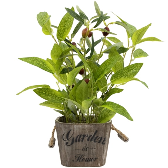 Northlight Artificial Olive Plant in Rustic Pot with Handles - 14"