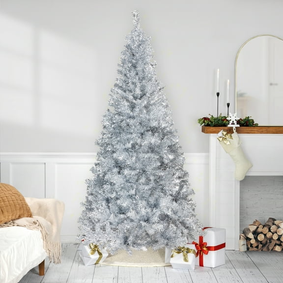 Northlight Artificial Tinsel Christmas Tree - 7' - Silver - Unlit