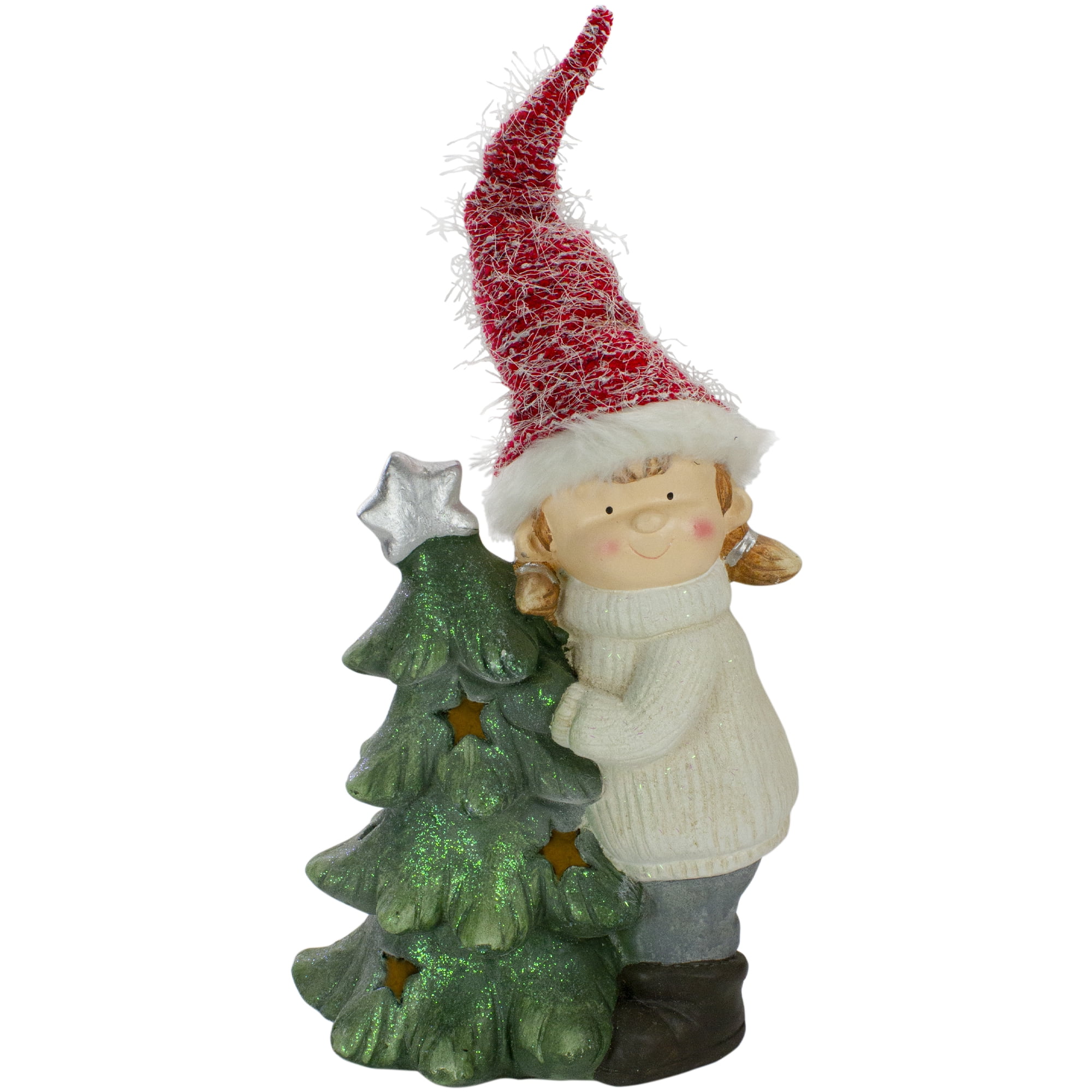 Northlight Smiling Girl Hugging a Star Tree Christmas Figure - 30"