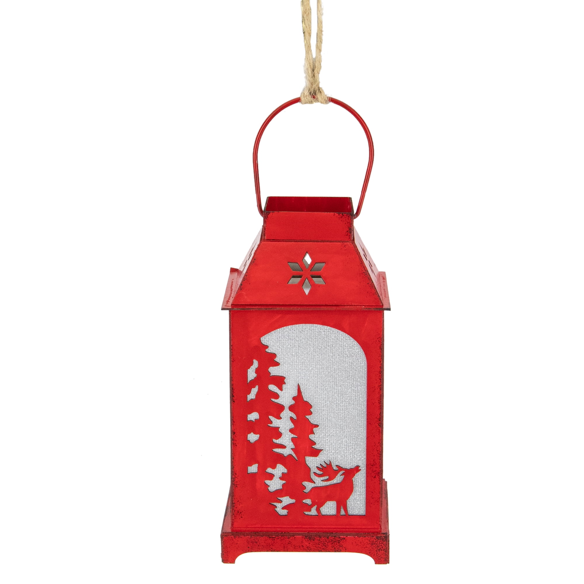 Northlight Lighted Reindeer Silhouette Lantern Christmas Ornament - 5.5" - Red