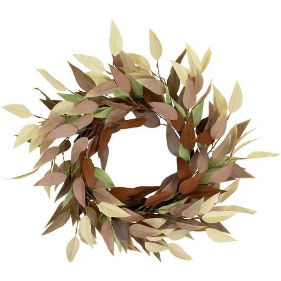 Northlight Autumn Harvest Neutral Fall Foliage Leaf Wreath, 22-Inch, Unlit