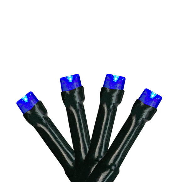 Northlight Battery Operated LED Christmas Lights - Blue - 9.5' Black Wire - 20ct