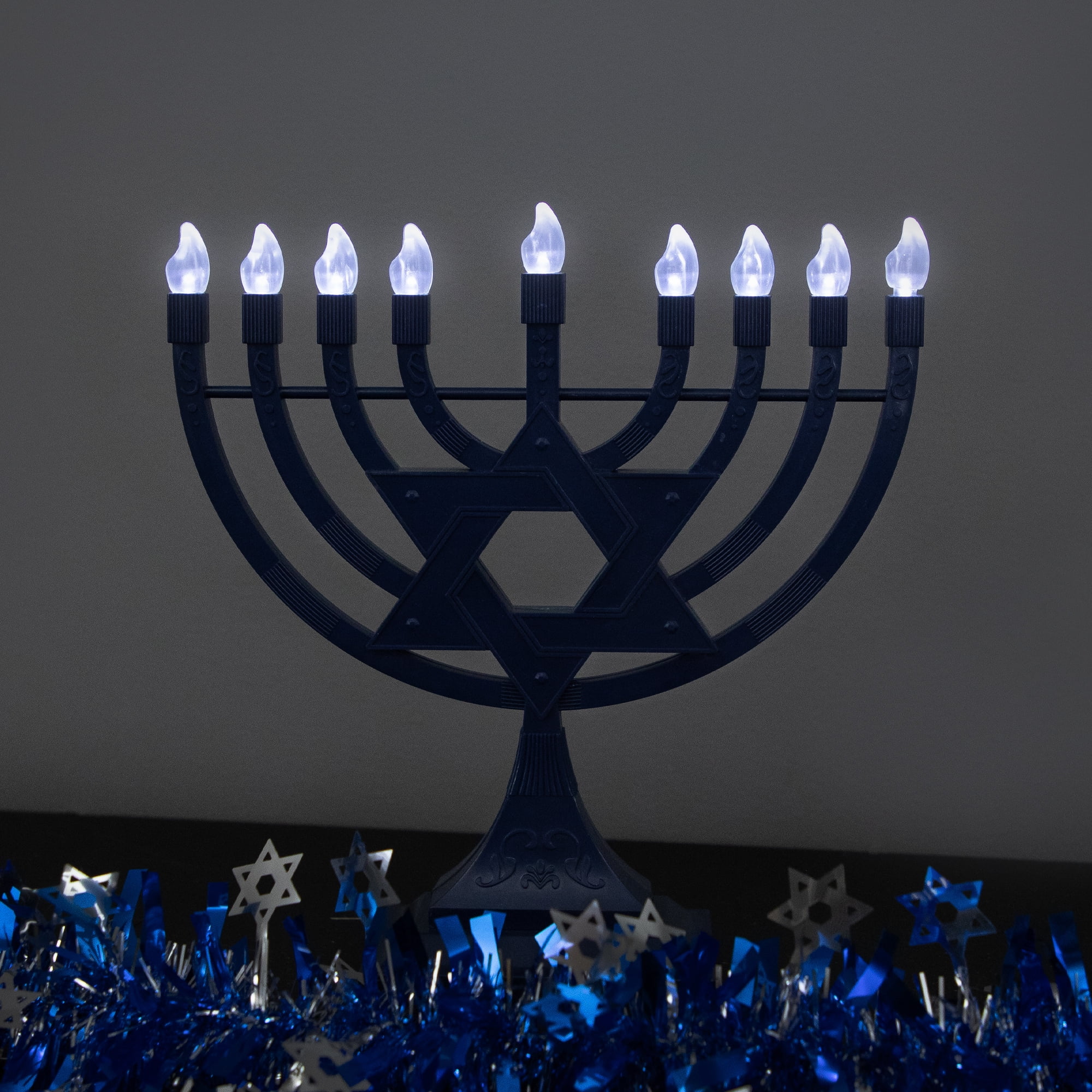 Northlight Battery Operated LED Lighted Star of David Hanukkah Menorah ...