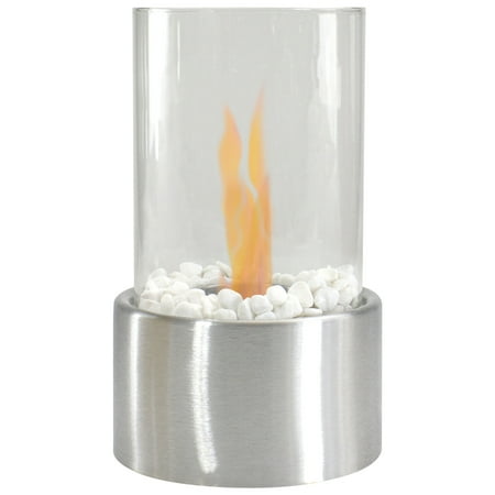 Northlight Bio Ethanol Round Portable Fireplace with Base - 10.5" - Silver