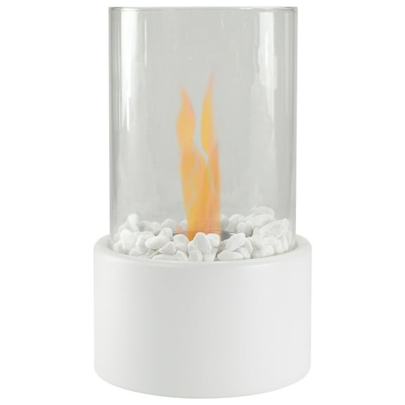 Northlight Bio Ethanol Round Portable Fireplace with Base - 10.5" - White