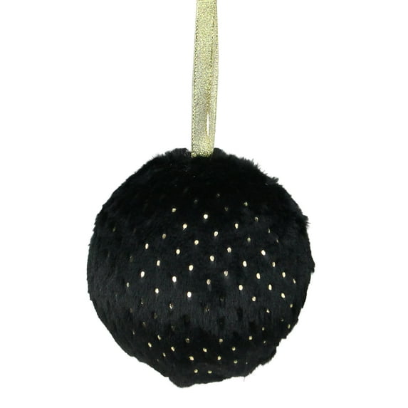 Black and Gold Dots Traditional Christmas Ball Ornament 4" (101mm)
