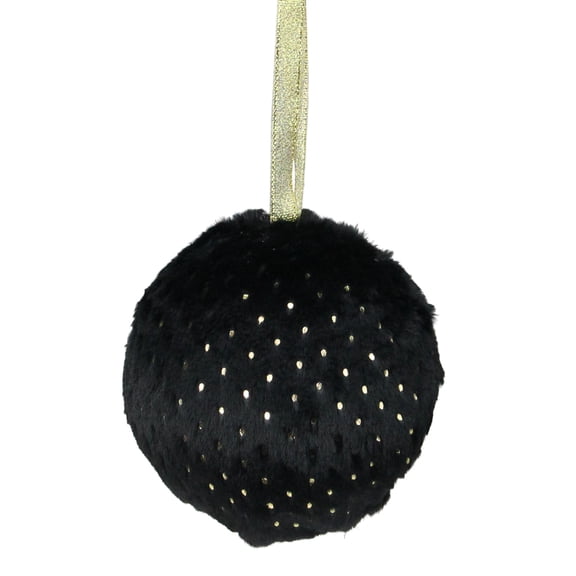 Black and Gold Dots Traditional Christmas Ball Ornament 4" (101mm)