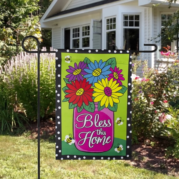 Northlight Bless this Home Bouquet with Vase Outdoor Garden Flag 12.5" x 18"