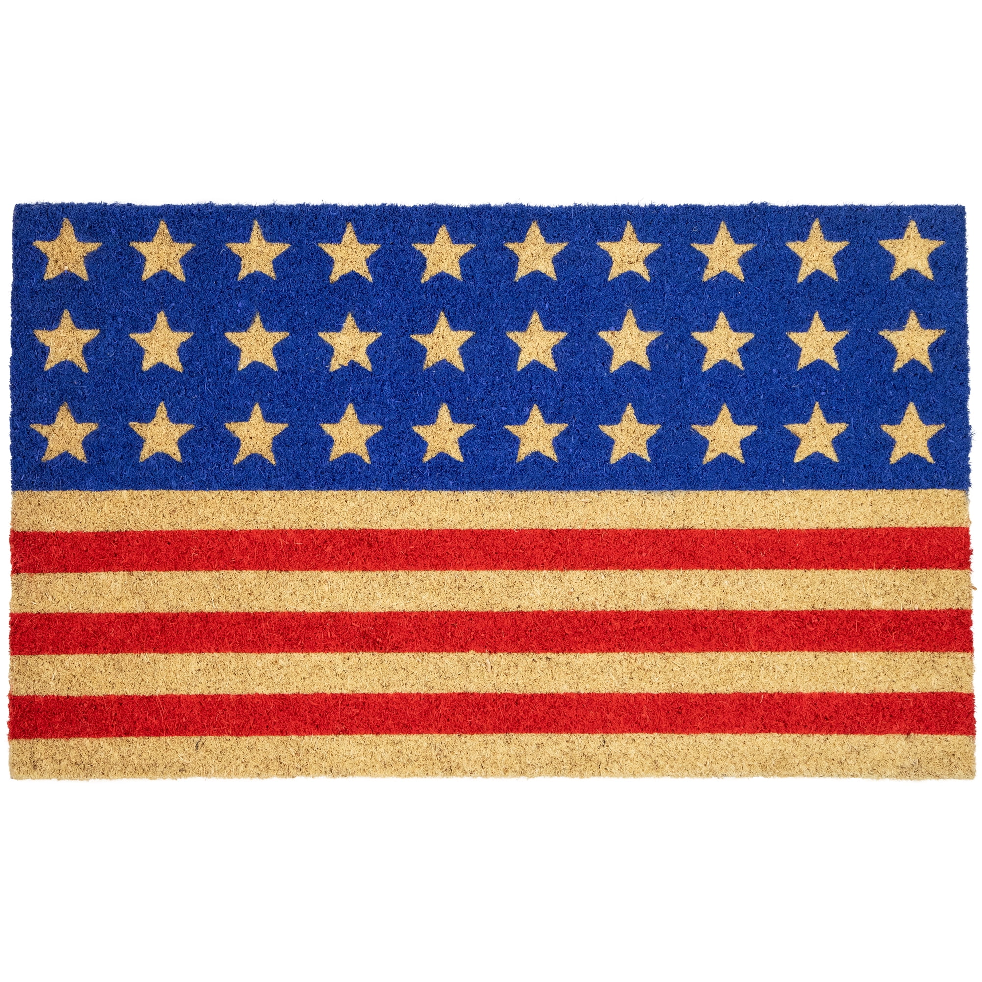 Northlight Americana Stripes and Stars Coir Outdoor Doormat - 18" x 30"