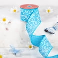 thumbnail image 1 of Northlight Swirl Wired Spring Craft Ribbon - 2.5" x 10 Yards - Blue and White, 1 of 6