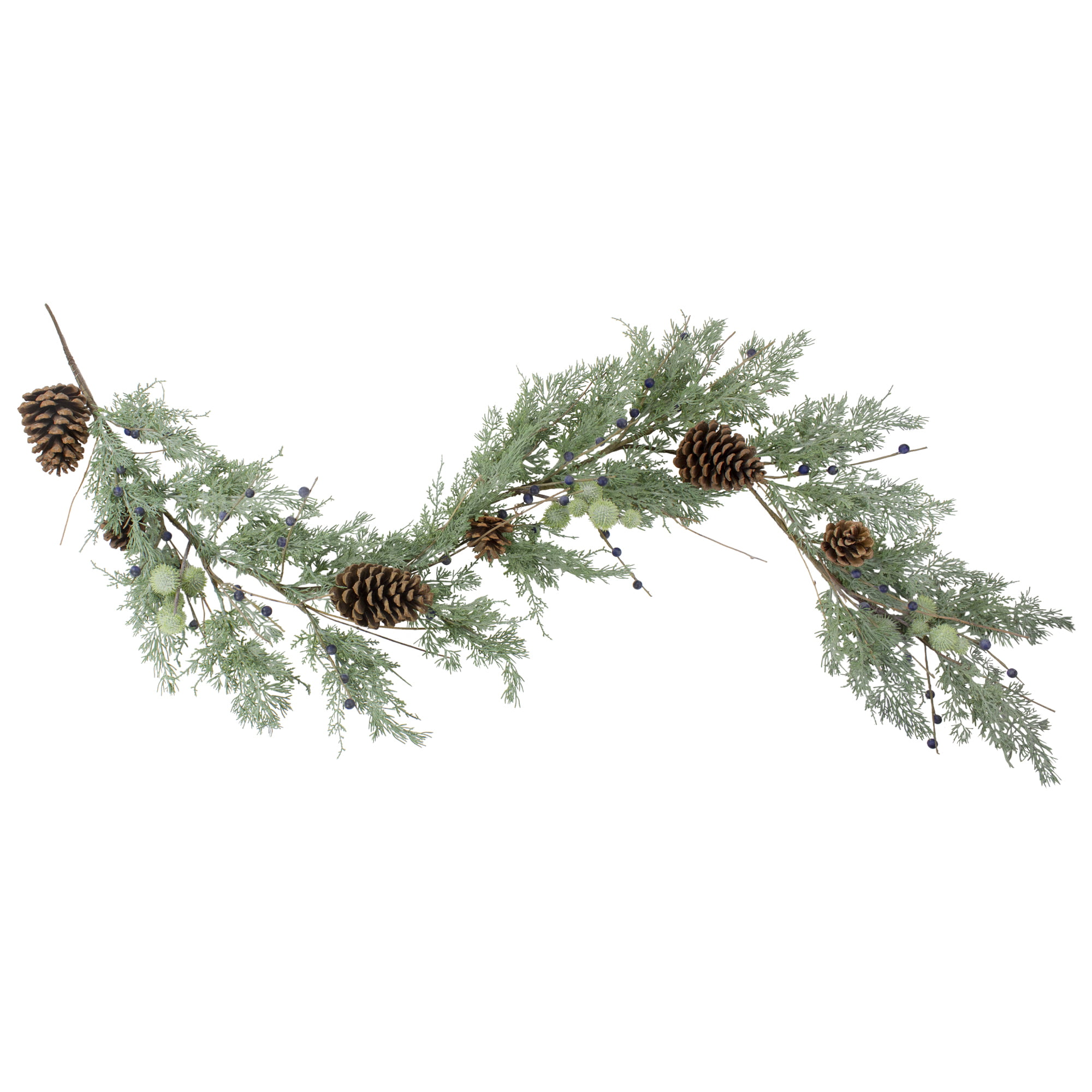 5' x 10 White Berry and Frosted Pine Christmas Garland Unlit