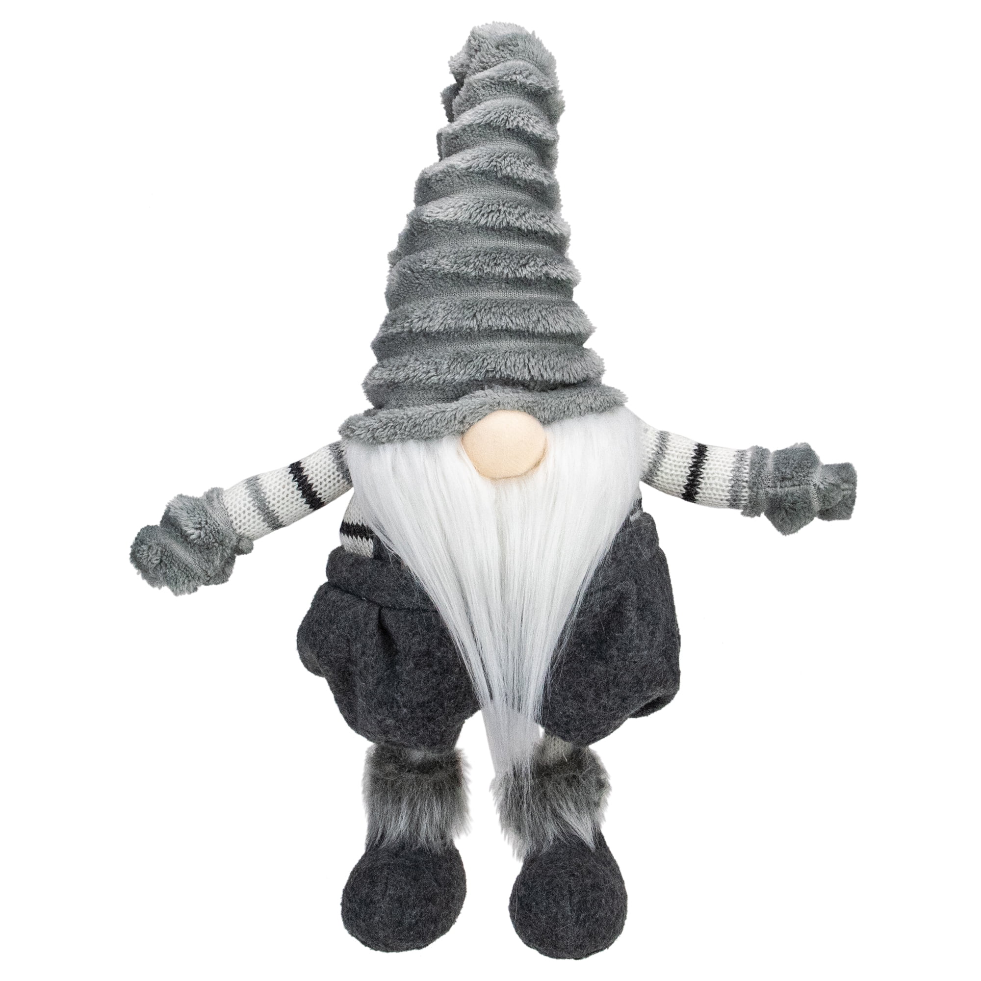 18" Gray and White Bouncy Gnome Winter Figurine