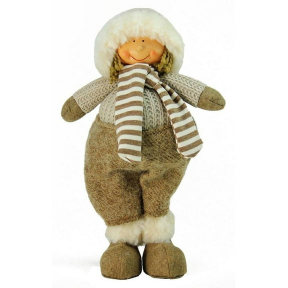 Northlight Boy in Fuzzy Pants with Faux Fur Trim Christmas Figure - 12"