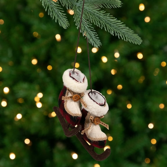 Northlight Buffalo Plaid Ice Skates Christmas Ornament - 4"