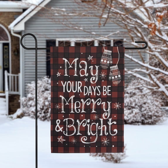 Northlight Buffalo Plaid "Merry and Bright" Christmas Outdoor Garden Flag - 18" x 12.5"