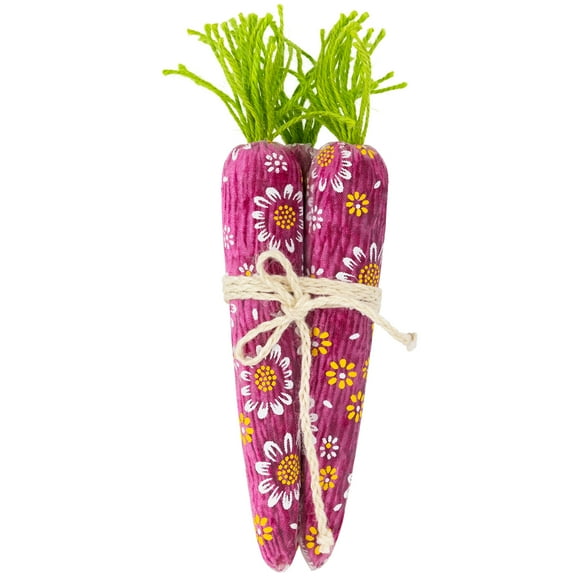 Northlight Bundled Floral Easter Carrots Decoration - 10.25"