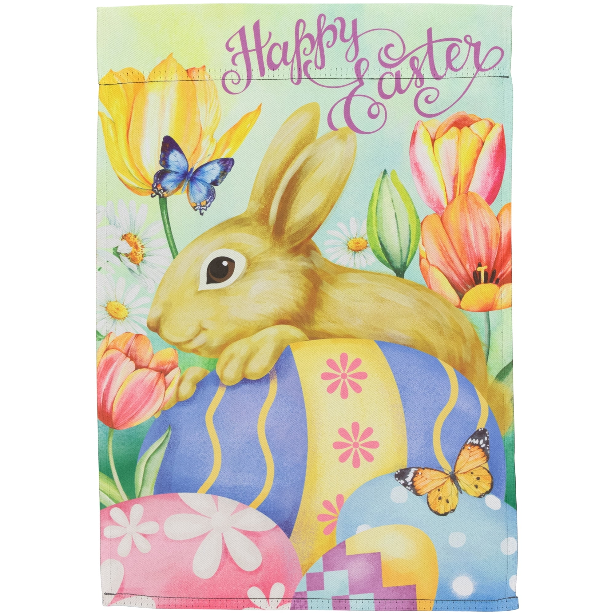 Northlight Bunny and Eggs "Happy Easter" Outdoor Garden Flag 18" x 12.5" - 18" x 12.5"