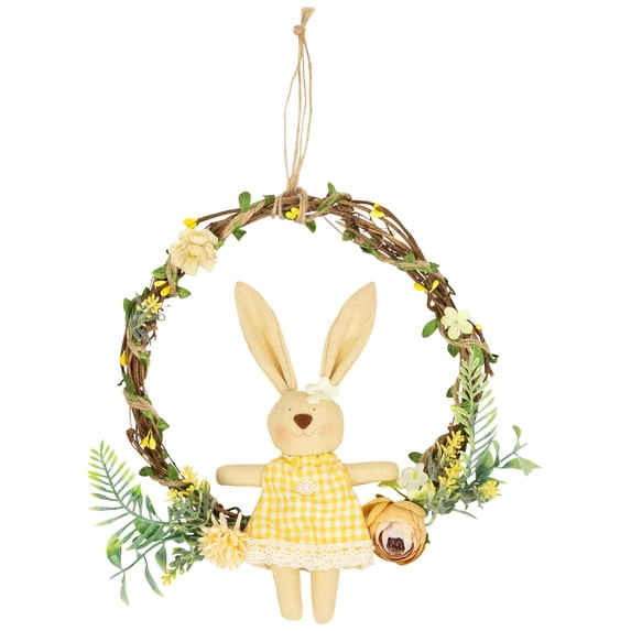 Northlight Bunny with Flowers Artificial Mini Easter Twig Wreath - 10"