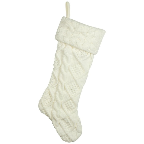 Northlight Cable Knit Christmas Stocking with Cuff - 21.5" - Cream