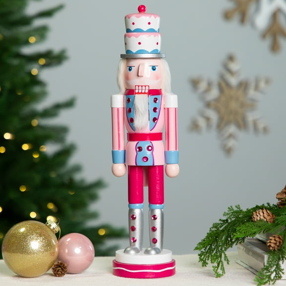 Northlight Cake King Nutcracker Christmas Figure - 15" - Pink and Blue