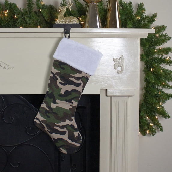 Northlight Camouflage Christmas Stocking with Cuff - 19" - Green and White