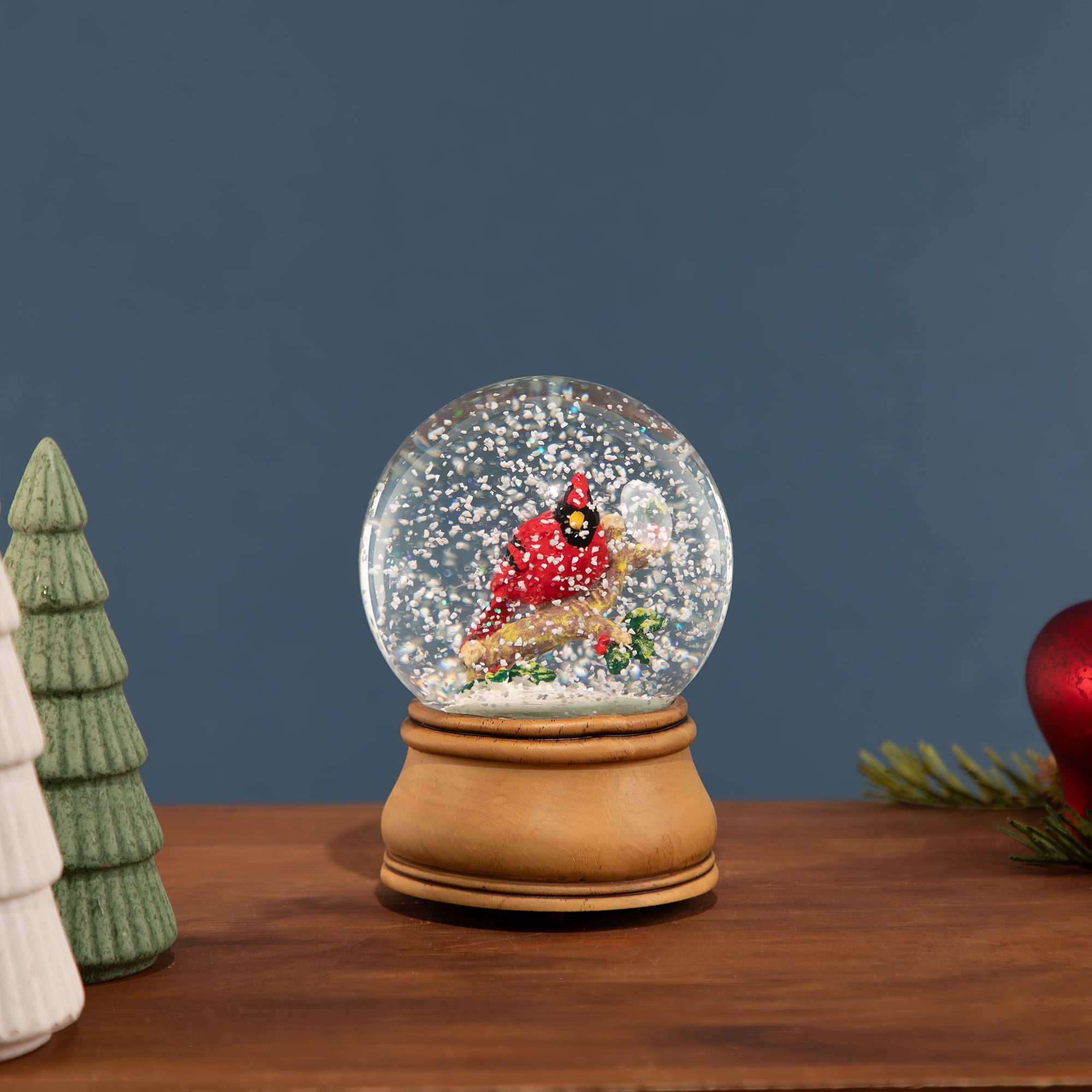 Northlight Cardinal on Branch Musical Christmas Snow Globe - 5.5" - Red ...