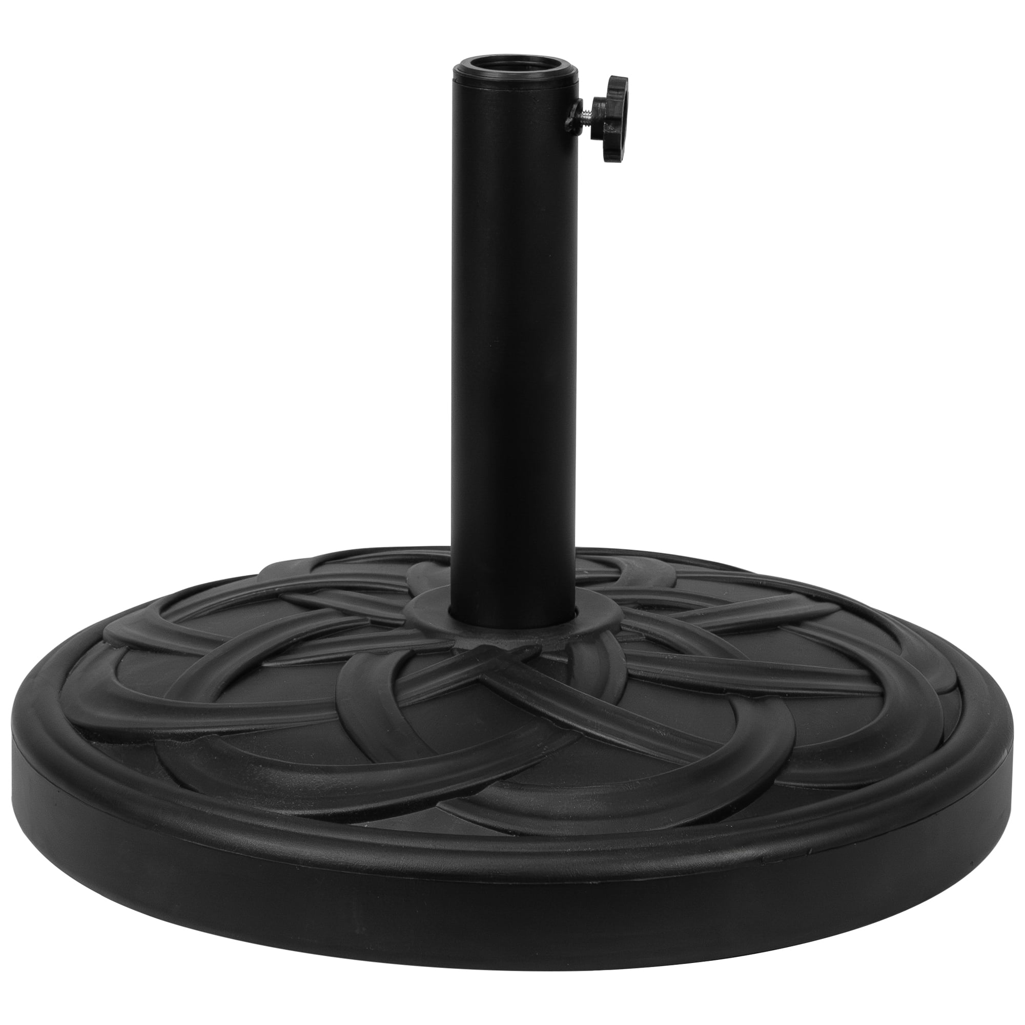 Black Celtic Design Round Resin Patio Umbrella Base Stand - 40 lbs