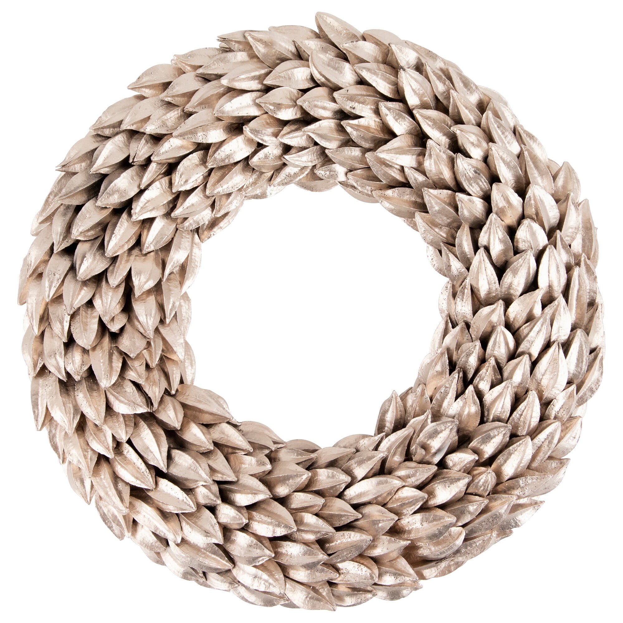 Northlight Champagne Gold Budding Leaves Glitter Christmas Wreath 11.5-Inch Unlit - 11.5"