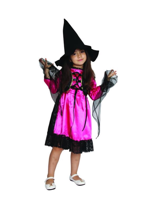 Children's Girl's Witch Halloween Costume - Medium - Black and Pink
