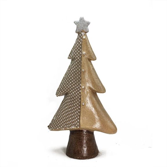 Northlight Christmas Tree with Buttons and Glitter Star Decoration - 18" - Brown and Silver