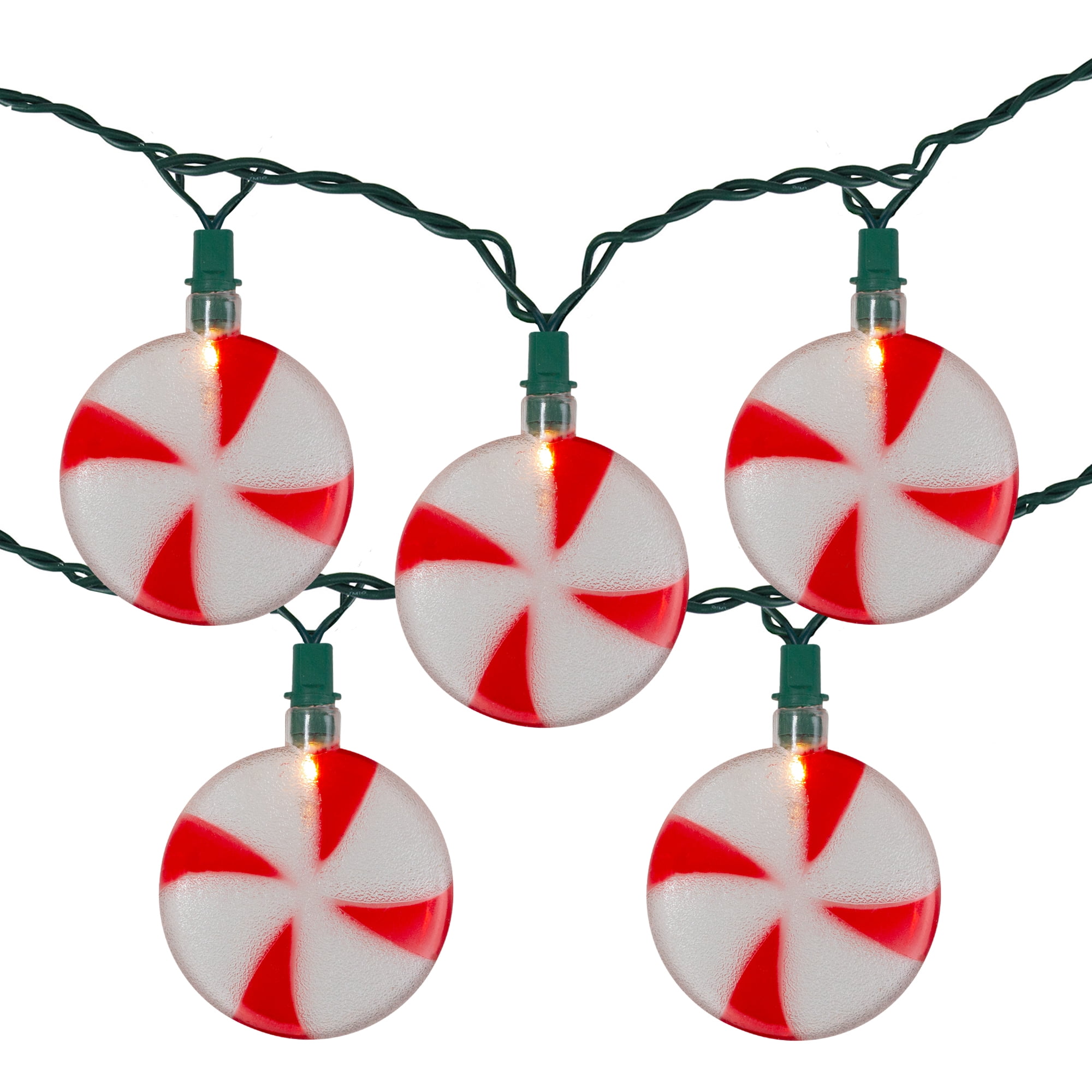 96" Red and White Peppermint Shaped Outdoor Incandescent String Lights