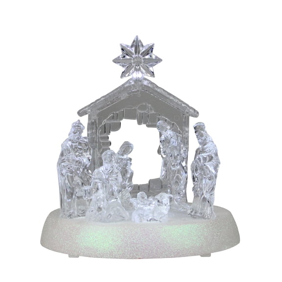 Northlight Clear Plastic Battery Operated Nativity Scene, 7.25" x 7.5"