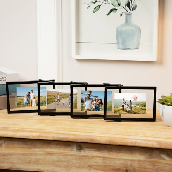Northlight Collapsible Rectangular Picture Frames - for a 4" x 6" Photos - Black