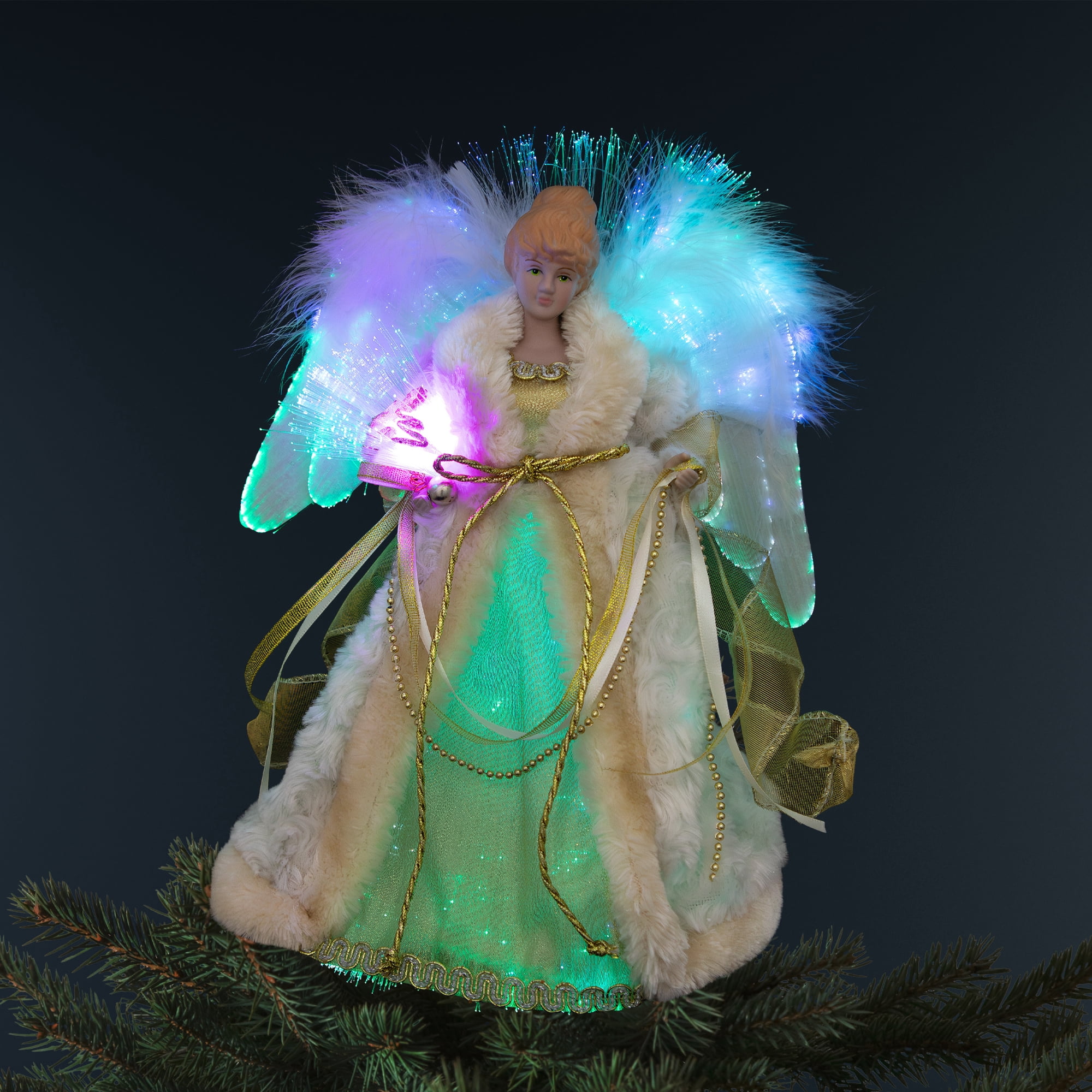 Northlight Color-Changing Fiber Optic Angel Christmas Tree Topper - 12 ...