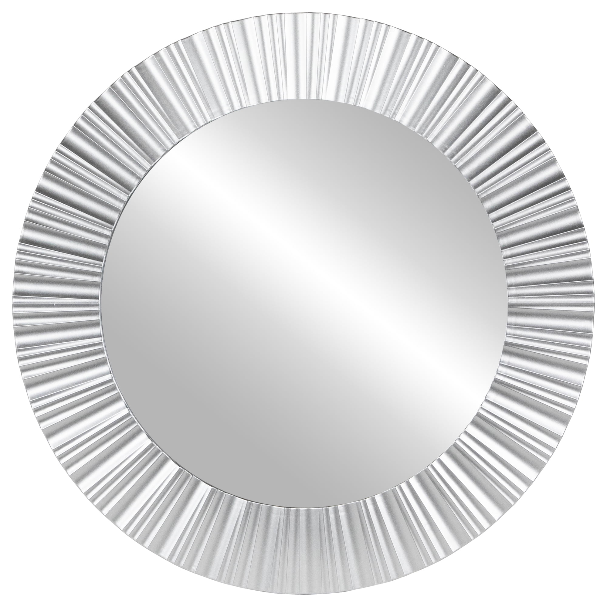 Elegant Silver Fluted 20" Round Decorative Wall Mirror