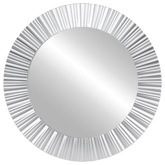 Northlight Contemporary Fluted Round Wall Mirror - 20" - Silver Finish