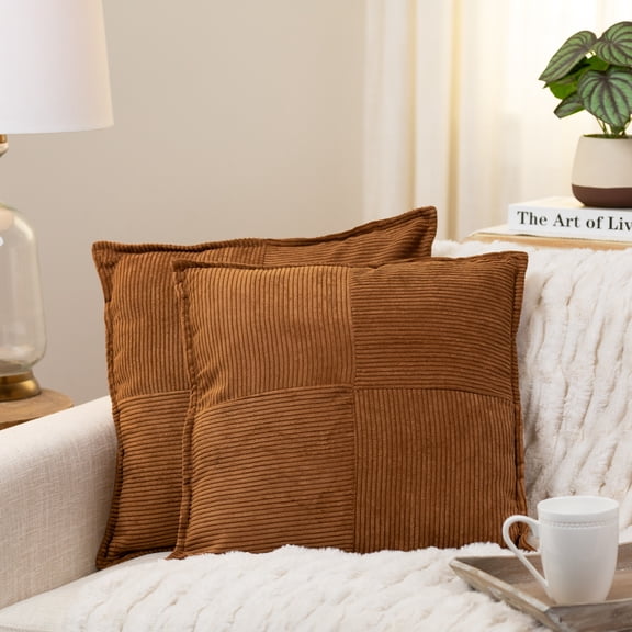 Northlight Corduroy Square Throw Pillows - 18" x 18" - Brown - Set of 2