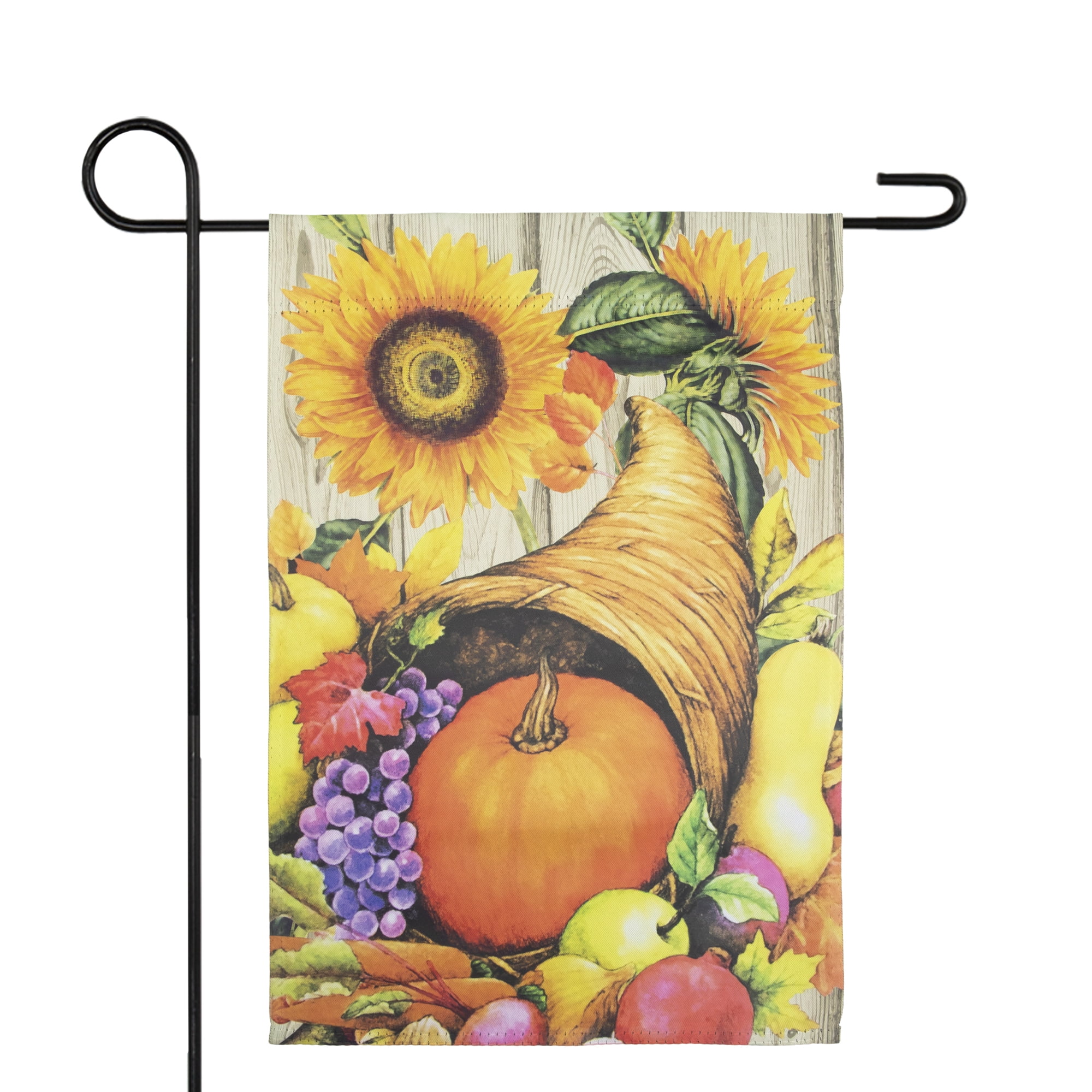 Autumn Harvest Cornucopia and Flowers Garden Flag