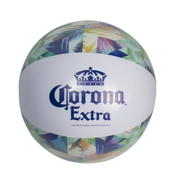 Northlight Corona Tropical Leaves Inflatable Beach Ball - 20" - Blue and Green