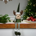 thumbnail image 1 of Northlight Dangling Striped Legs Sitting Moose Christmas Figure - 20" - Green and White, 1 of 6