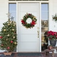 thumbnail image 1 of Northlight Decorated Red Poinsettia and Rose Artificial Christmas Wreath, 24-inch, Unlit, 1 of 8
