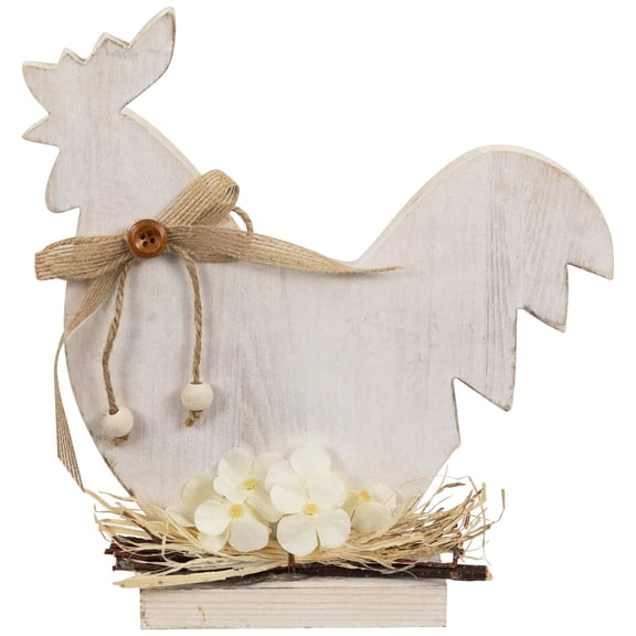 Northlight Spring Decoration, Distressed Rooster Silhouette, Country Rustic Theme, White, 9.5 Inch