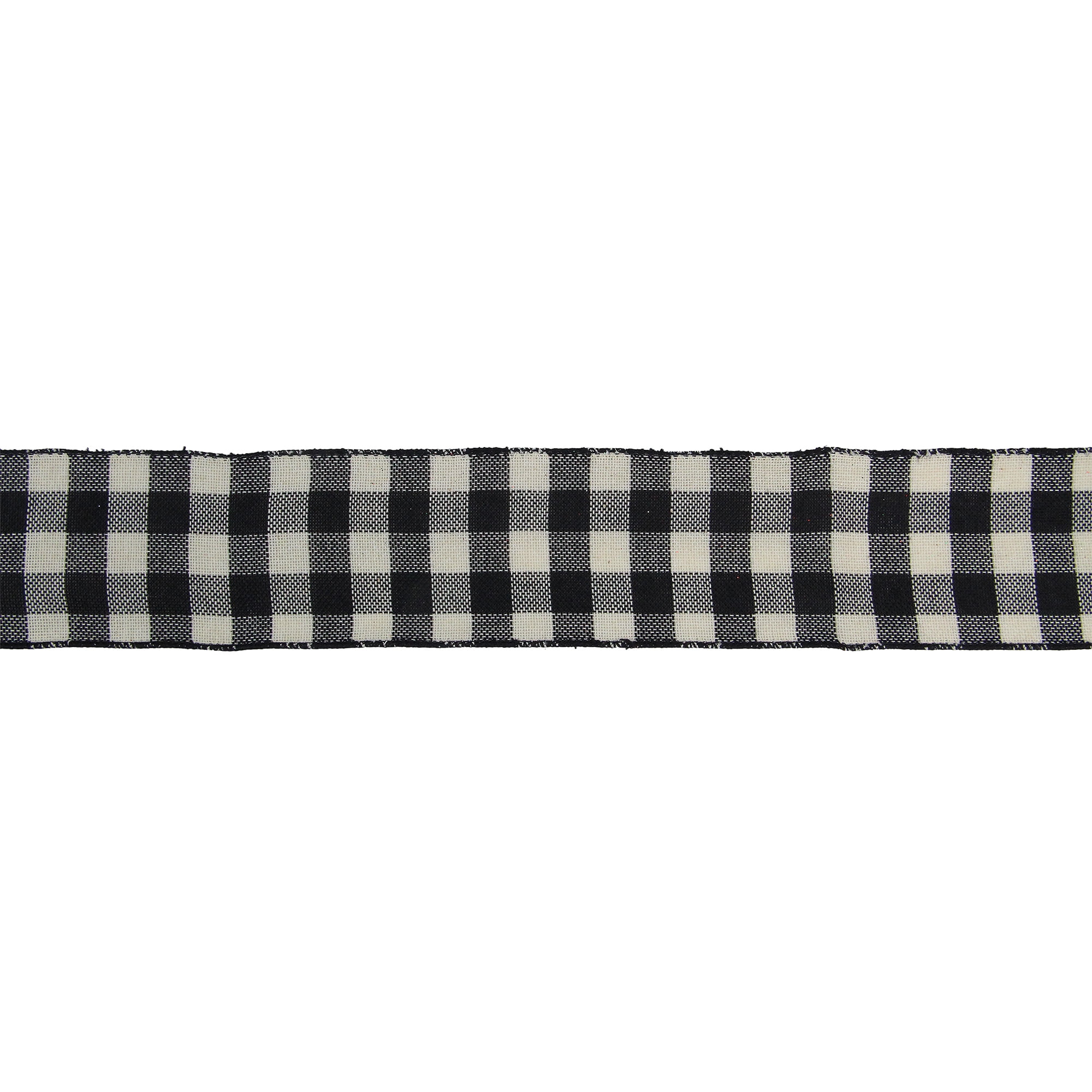 Northlight Double Sided Black and White Buffalo Plaid Christmas Wired Ribbon 2.5" x 16 Yards