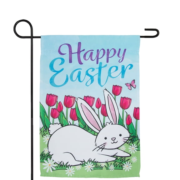 Northlight Easter Bunny and Tulips Outdoor Garden Flag - 12.5" x 18"
