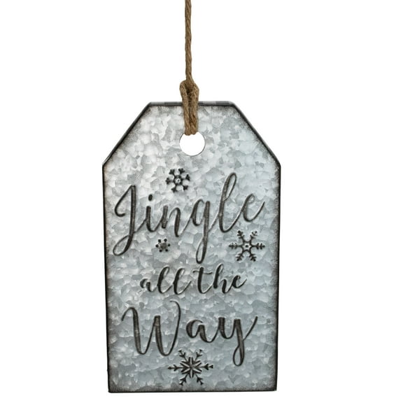 Northlight Embossed Metal "Jingle All The Way" Christmas Wall Sign - 12" - Silver