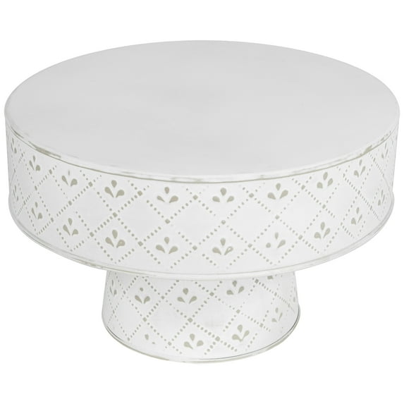 Northlight Embossed Round Iron Cake Stand - 11.75" - White