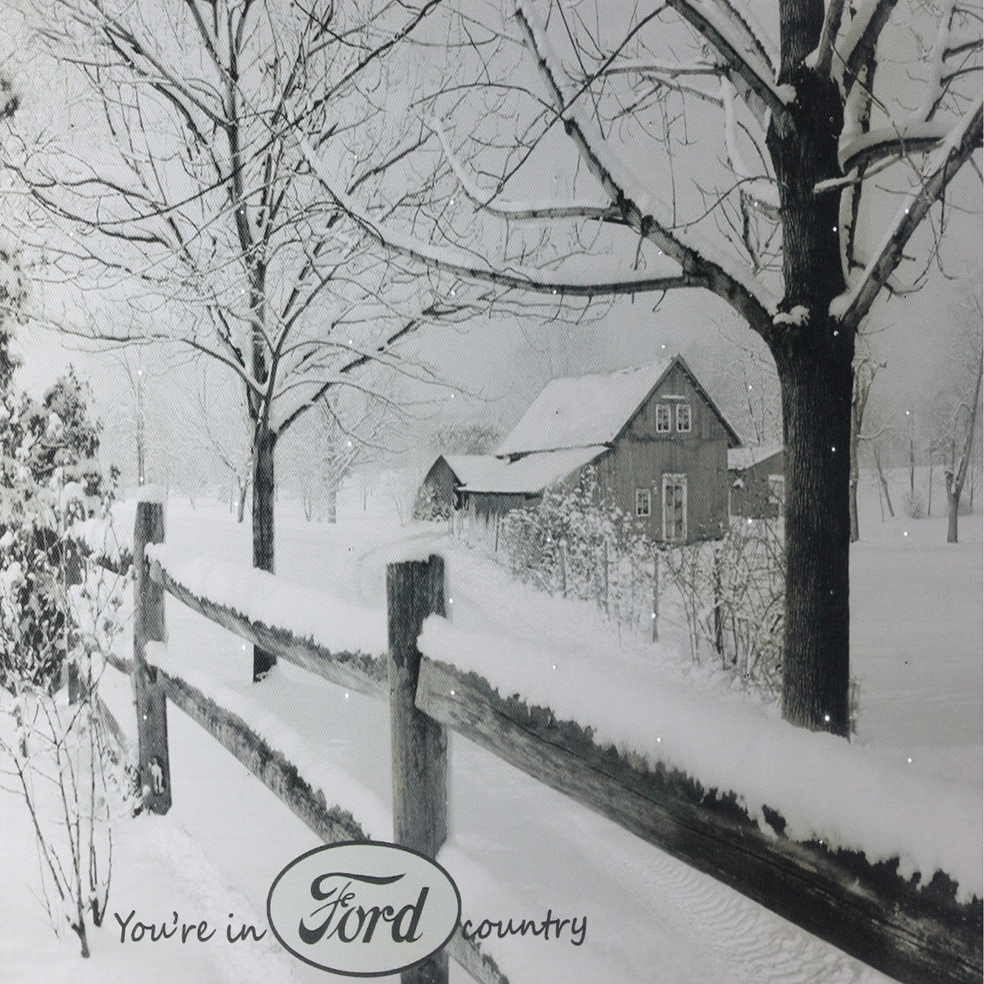 Monochrome Fiber Optic Lighted Snowy Cabin Canvas Wall Art