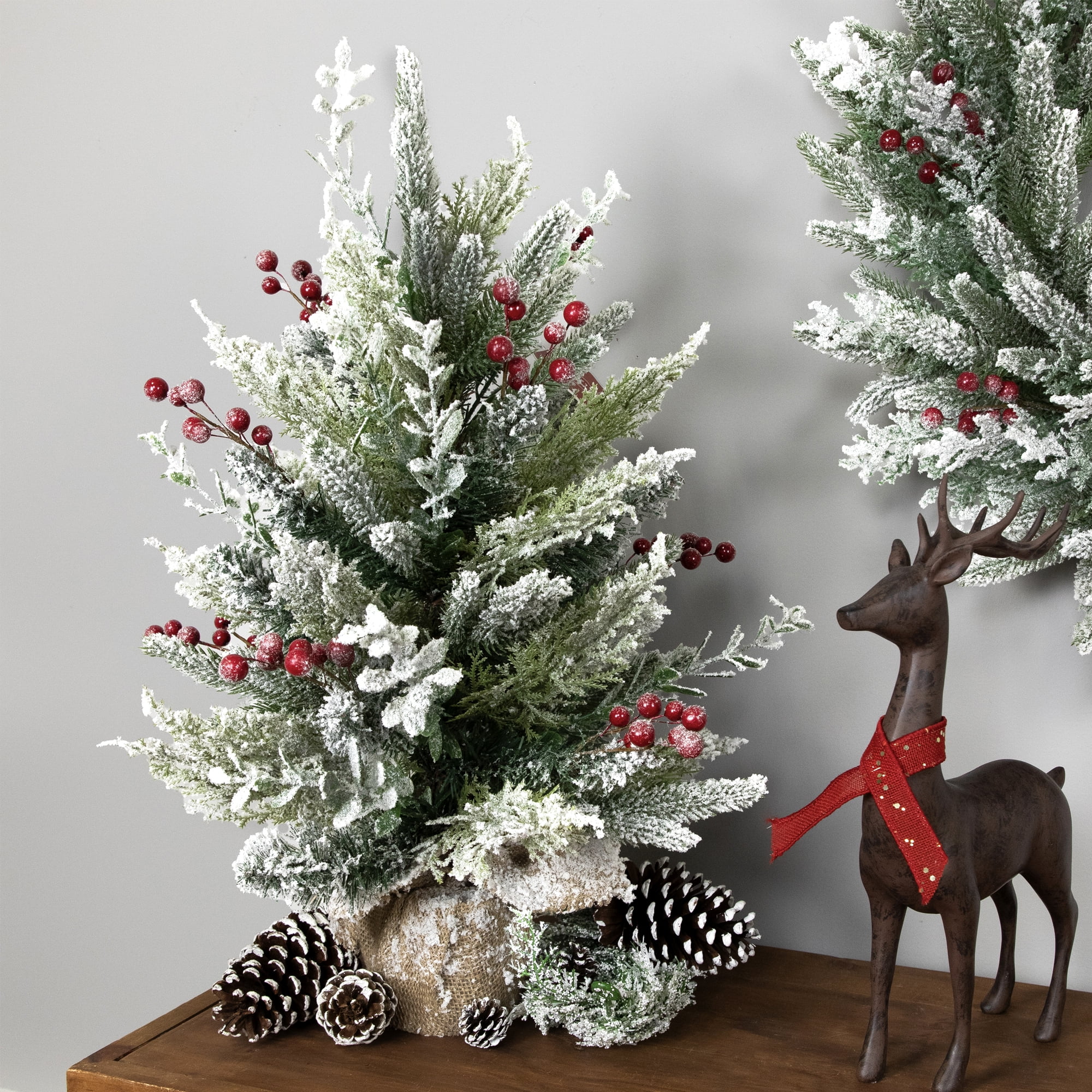 Northlight Flocked Balsam Pine Artificial Mini Christmas Tree in Burlap Base - 24" - Unlit